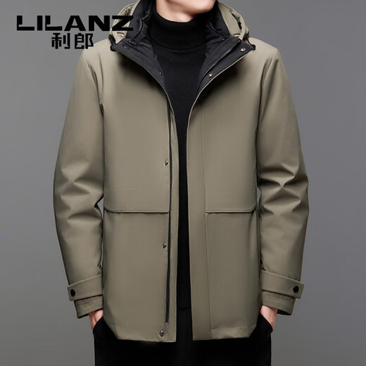 LILANZ мужской пуховик, новинка 2025 года, зимний съемный пуховик для папы, холодостойкий теплый пуховик цвета хаки XL