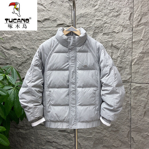 Woodpecker (TUCANO) new winter stand-up collar thickened duck down down jacket, fashionable, warm, trendy, versatile and simple winter jacket for men, black XL 125-145Jin Jin equals 0.5 kg