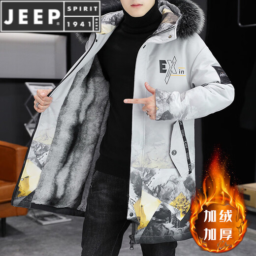 JEEP SPIRIT бархатная утепленная мужская куртка средней длины модное пальто хлопковая зимняя мужская куртка 2025 новая ветровка 21195 хаки M