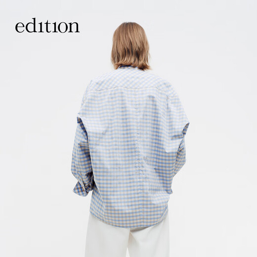 Edition new Chinese style plaid long sleeve shirt pure cotton