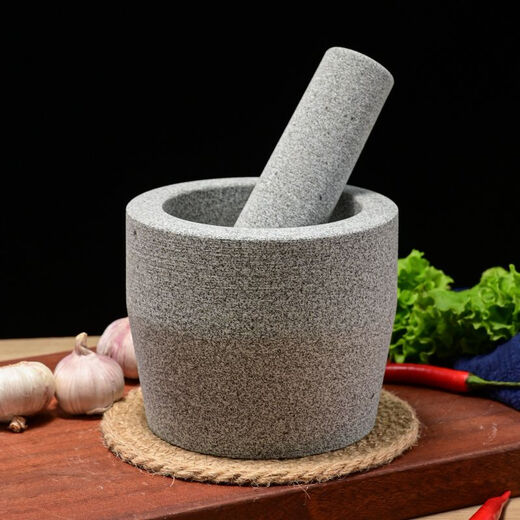 Yongfan special number hand-carved stone garlic pounder stone mortar garlic nest grinder medicine jar chili garlic masher garlic mortar diameter 25 cm hand-carved stone garlic pounder with wooden hammer