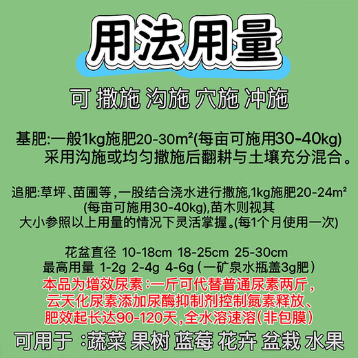 Yuntianhua urea slow-release fertilizer agricultural long-lasting instant fully water-soluble fertilizer general-purpose high-nitrogen fertilizer for vegetables and vegetables sub-bag packaging 3Jin Jin equal to 0.5 kg