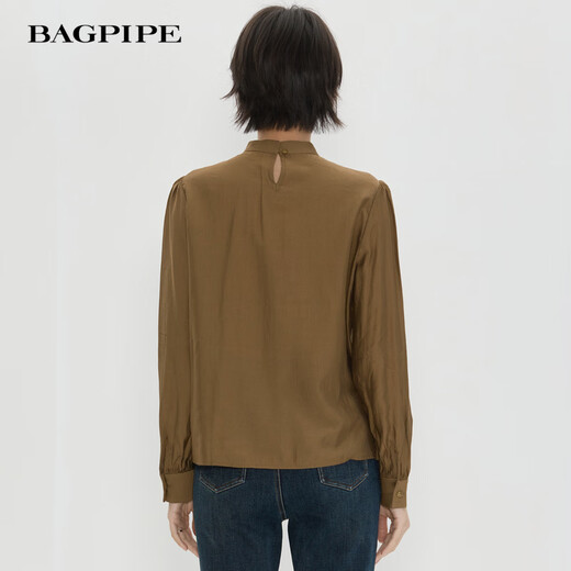 Bagpipe (Bagpipe) 2025 winter new style retro fashion regular casual style long-sleeved women's shirt versatile autumn and winter tops for women yellow green S 155
