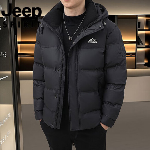 JEEP International Brand Down Jacket Men's Thickened Stand Collar Short Casual New Style 2025 Winter Warm Casual Sports Jacket 8019 White Zipper Pocket Knitted Collar Neck Not Cold L Recommended 95-120 Jin Jin equals 0.5 kg Normal size