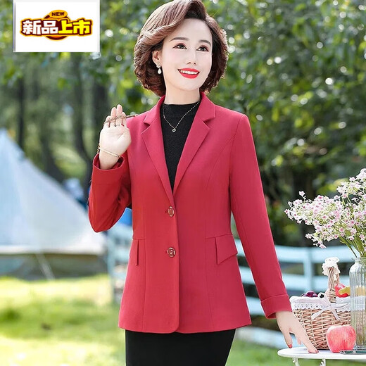 Sorrynam mother spring and autumn coat new fashion casual suit foreign style short middle-aged and elderly women's versatile small suit top purple casual suit jacket 2817 XL recommended 90-105 Jin Jin equals 0.5 kg