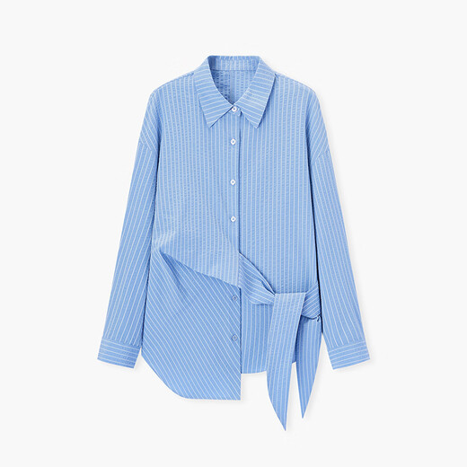 EICHITOO Classic Striped Shirt Women's 2026 Spring New Waist Commuting Casual Long-Sleeved Top ENEAJ1R008A Light Blue 09 S