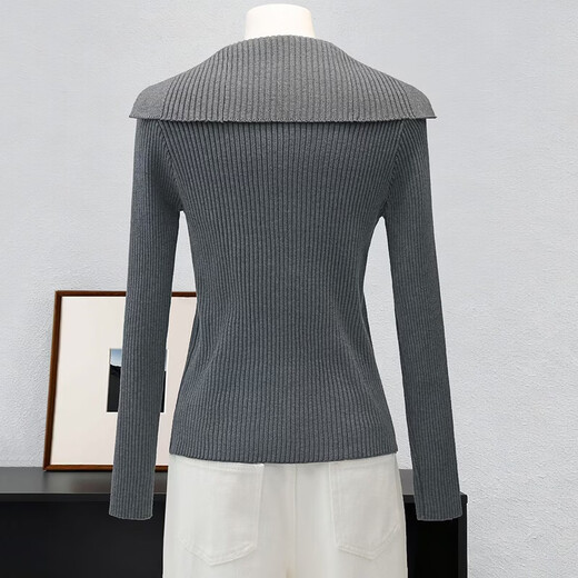 Sibaishe Solid Color Long Sleeve Knitted Cardigan Women's 2026 Spring New Fashion Long Sleeve Slim Fit Top