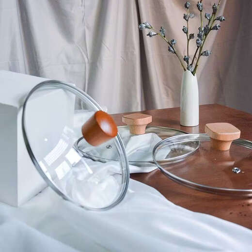 Yusenyi Sanshu Sanshen 2428cm pot lid universal transparent glass lid household fir tempered lid 24cm wooden lid