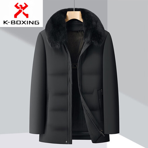 KBXNG Jinba winter new down jacket men's removable down liner fox fur collar middle-aged and elderly dads warm A108 Navy (fox fur collar + removable down liner) M 170/48