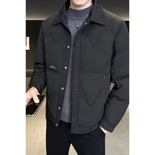 SNOWFLYING high-end brand winter men's down jacket trendy brand handsome and versatile young and middle-aged men's lightweight warm jacket black
