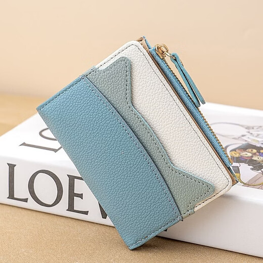 Domestic products carefully selected fashion Korean version women's wallet multi-functional mini card holder compact student thin section versatile contrasting color black