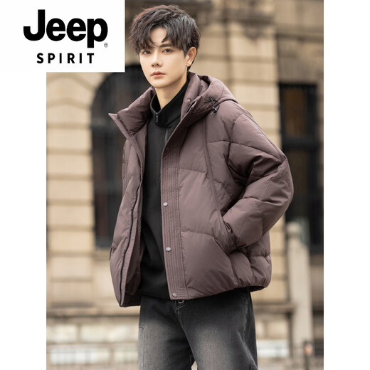 JEEP SPIRIT Extremely Cold High Filling Hooded Down Jacket Men's Winter 2025 New Style Loose Short Warm Jacket Black M 95-115Jin Jin is equal to 0.5 kg