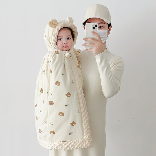 Baby cloak cloak autumn and winter outdoor windproof jacket for men and women baby thickened windshield quilt children's shawl winter Feilong Chengyun thickened quilted cloak (06 years old) length 95cm 42 F without zipper