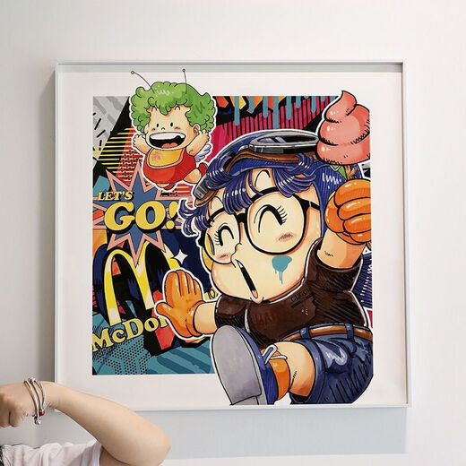 Fantasy Ala Lei trendy prints modern minimalist bedroom bedside decoration paintings cartoon animation cute children's room hanging paintings classic black frame 40x40 03 PS environmentally friendly frame