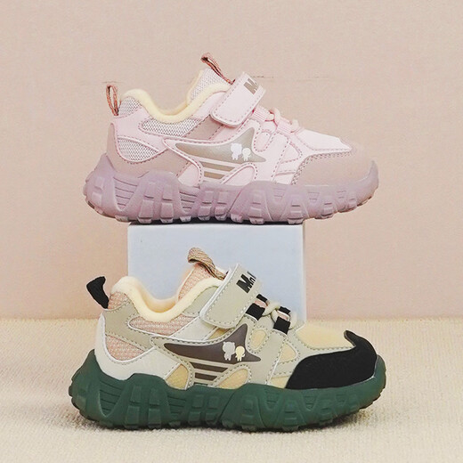 Jimmy Bear Children's Casual Toddler Shoes Girls Thickened Baby Shoes Winter 2025 New Velvet Sports Shoes Pink 23