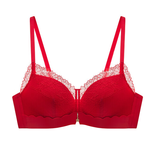 Lanzhuoli shopping mall same style underwear for women with small breasts push up soft steel ring bra lace bra animal year red underwear Chinese red 80A