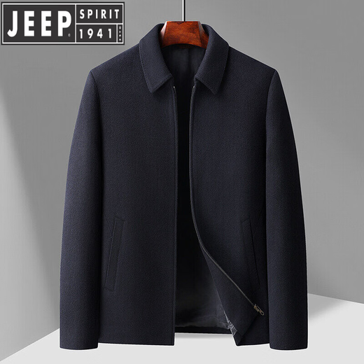 JEEP SPIRIT hiver nouvelle veste épaissie en velours revers pour hommes d'âge moyen et âgés affaires administratives vétérans veste en laine de papa noir L