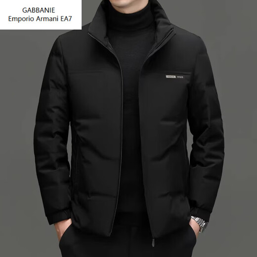 Emporio Armani EA7 Armani winter new down jacket fashionable casual stand-up collar thickened middle-aged men's windproof and warm men's clothing black L 170 90-110Jin Jin is equal to 0.5 kg