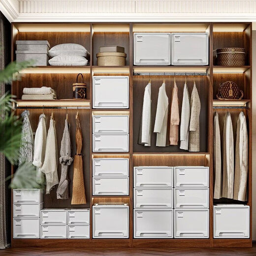 Storage box drawer-type plastic clothing storage box transparent clothing underwear storage box wardrobe storage cabinet desktop 28L depth 40 width 30 height 23 white drawer 1 pack