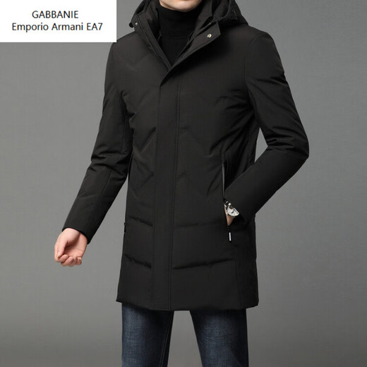 Emporio Armani EA7 Armani мужской пуховик средней длины, зима 2026, новая теплая мужская повседневная куртка на утином пуху, черный 2XL 185