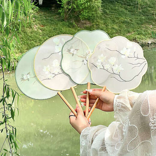 Yusen Recalls Ancient Tuan Fan Chinese Dance Women's Hanfu Photo Props Cheongsam Fan Translucent Palace Fan Round Fan Nian Baiyuan