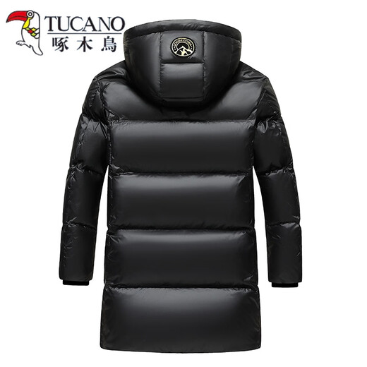 啄木鸟（TUCANO）零下极寒加厚鹅绒服中长款羽绒服男女新款冬季亮面连帽防寒服外套 黑色 S 165