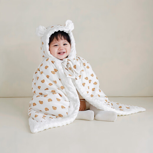 Baby cloak cloak autumn and winter outdoor windproof jacket for men and women baby thickened windshield quilt children's shawl winter Feilong Chengyun thickened quilted cloak (06 years old) length 95cm 42 F without zipper