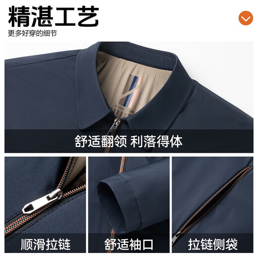 Luo Meng thickened stand-up collar cotton jacket men's autumn and winter new style young and middle-aged business casual versatile cotton jacket warm cotton jacket men 24601 Navy blue lapel style 2XL (185) (recommended 150-165Jin Jin equals 0.5 kg)