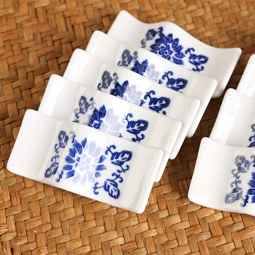 Shop hotel ceramic chopstick holder household chopstick holder dynasty chopstick holder blue and white rhyme porcelain chopstick holder 10 pieces rectangular chopstick holder
