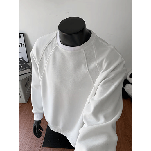 Playboy (PLAYBOY) heavy stitching sweatshirt for men in autumn and winter new American round neck plus velvet loose casual top jacket W5437 flower white gray regular XL recommended weight 130~145Jin Jin equals 0.5 kg