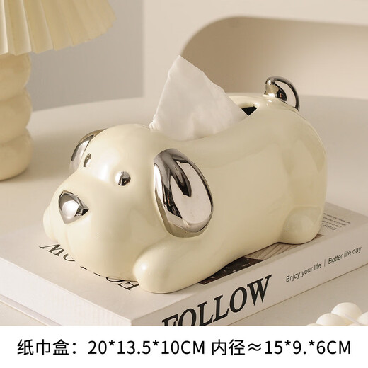 Fantasy Ceramic Tissue Box Cute Living Room Tissue Box Home Coffee Table Paper Tissue Box Napkin Box Milk Silver Puppy Tissue Box