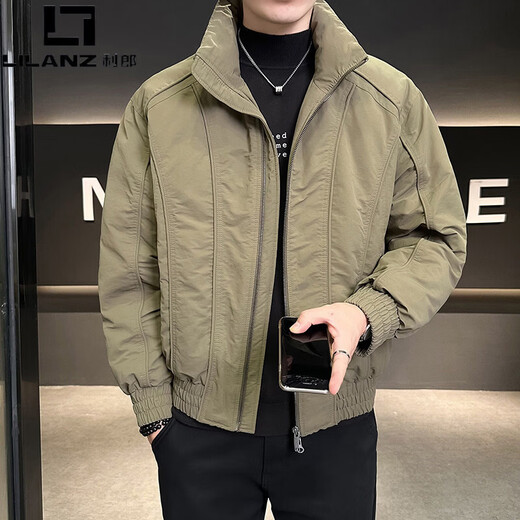 LILANZ winter down jacket men's trendy brand stand collar 2025 new slim solid color handsome versatile duck down jacket men's winter wear navy blue L