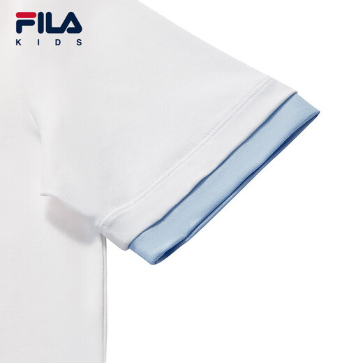 FILA liquid ammonia finishing children's tops 2025 new autumn short-sleeved T-shirt for boys and girls standard white-WT 175
