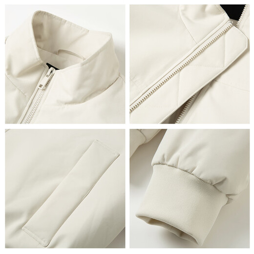 GOLFCROSS90 White Duck Down Stand Collar Motorcycle Style Cool Casual Work Jacket Down Jacket Couple Jacket Apricot 3XL