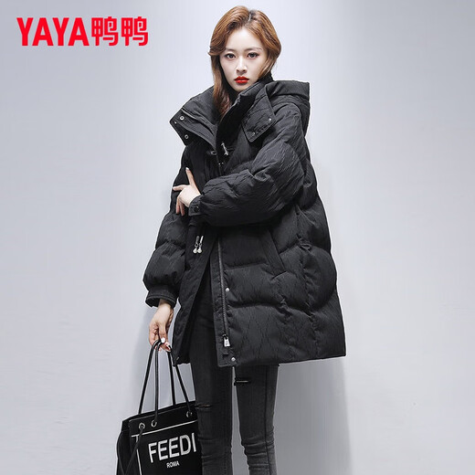 YAYA (YAYA) mid-length down jacket for women 2025 winter new fashion casual trend warm hooded Korean style small jacket