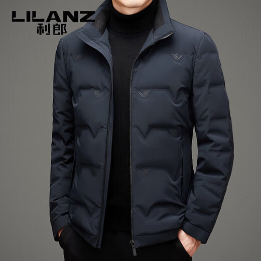 利郎（LILANZ）冬季高端白鹅绒男士立领加厚保暖羽绒服中年短款男装轻薄外套 灰色 M 170