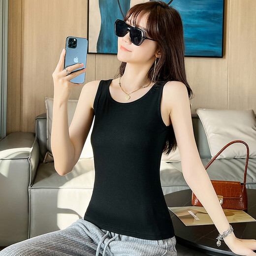 Black suspender women's suit with white knitted bottoming vest design niche outer wear summer short top 9924# Pretty Black L