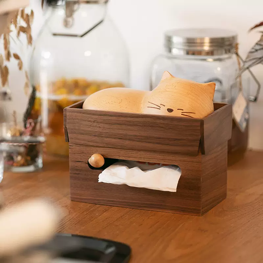 Yusenyi Sleeping Creative Tissue Shape Box Paper Box Cherry Cute Cake Cat Black Walnut Solid Wood Drawing Bed 4-Cherry Cream Cake Tissue Box Small and Medium Tissue (can hold mobile phone)