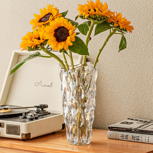 Cuttlefish Bohemian glass vase light luxury transparent rose lily flower arrangement (diameter 13 height 24) New Year's Day gift