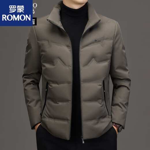 ROMON winter new men's stand-up collar down jacket middle-aged dad thickened warm and cold-proof jacket men's C navy blue thickened and warm XL recommended 135-155 Jin Jin equals 0.5 kg