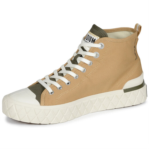 PALLADIUM high-top shoes breathable canvas shoes color matching 2025 spring and autumn new casual sneakers non-slip sneakers versatile student shoes beige 37