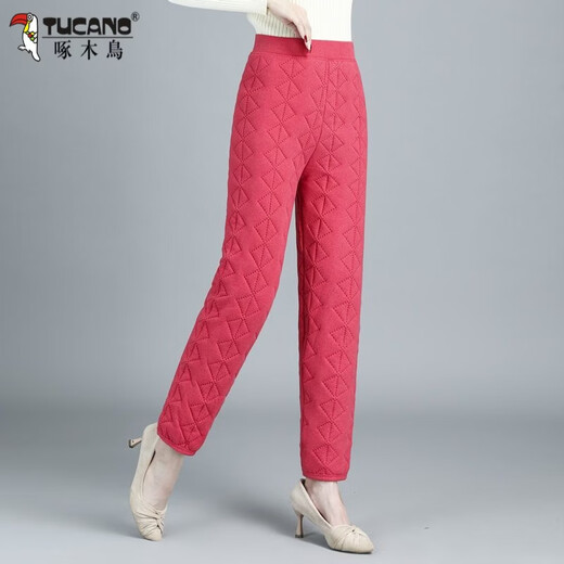 Woodpecker middle-aged and elderly thickened high-waisted German velvet silk cotton pants for women's mothers in autumn and winter large D size warm and cold-proof camel fleece bottoming camel XL