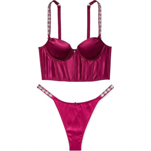 Victoria's Secret Glossy Sugar Diamond Shapewear Set Women's Burgundy Set (Burgundy) S 34B+(75B+S)