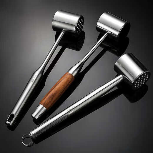 Porphyry 316L stainless steel meat loosening hammer, steak hammer, tendon breaker, household meat tenderizing needle, beef hammer, meat hammer tool, rosewood handle // meat hammer 316L steel