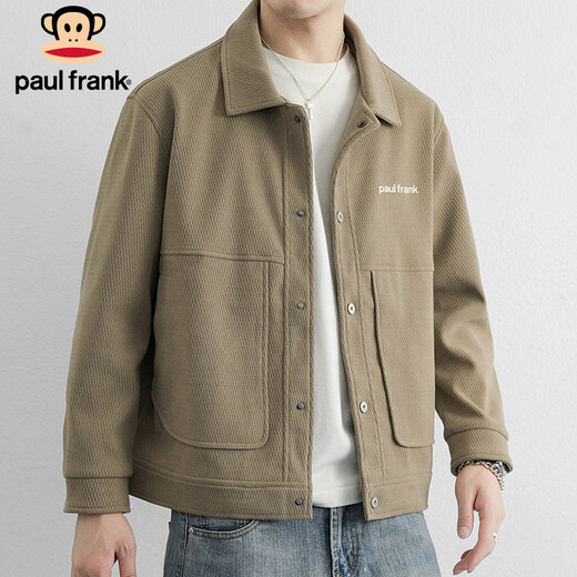 Paul Frank Jacket Men's Winter Season Casual Lapel Jacket Men's Advanced Loose Light Luxury Men's Top Beige XL