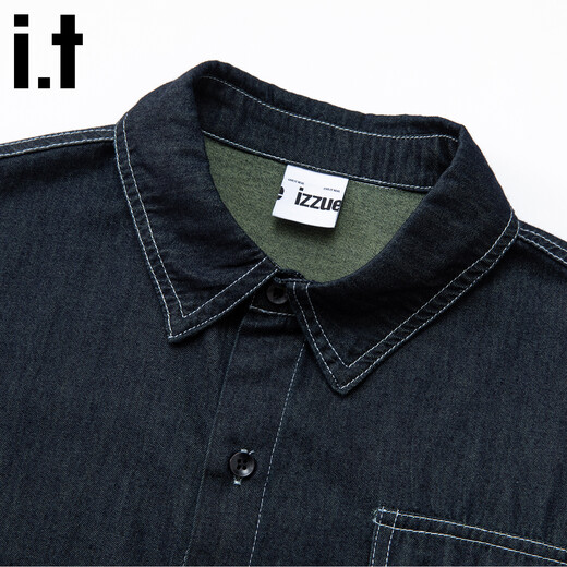 Izzue i.t denim shirt for boys and girls, new autumn solid color jacket, versatile shirt, trendy denim blue