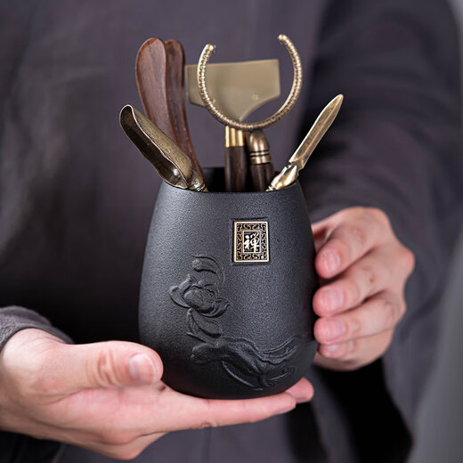 Rongshantang quality same style tea ceremony six gentlemen set kung fu tea set accessories complete tea ceremony set light luxury tea making tea knife tea shadow white + tea scraper five-piece set