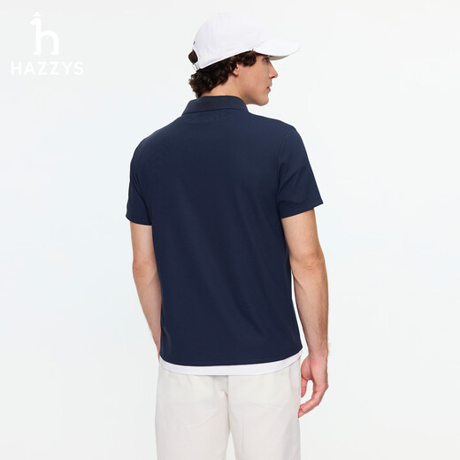 HAZZYS Men's Clothing 2026 New Summer Moisture Absorption Quick Drying/Sunscreen UPF50+/3A Antibacterial Short Sleeve Polo Men's Dark Navy Blue DN M (170/92A 46)