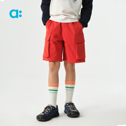 Youlan allblu Youlan dry four-way elastic mid-pants children's mid-pants boys and girls 26 spring shorts wear-resistant pomegranate red 140 cm