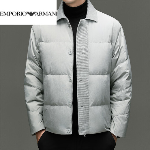 EMPORIO ARMANI Armani Down Jacket Men's Light Luxury Lapel Dad Clothes Trendy Simple Short Autumn and Winter Style New National Standard 90 Down Jacket Black M 170